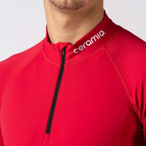 Langarm-T-Shirt mit halbem Reißverschluss für Herren