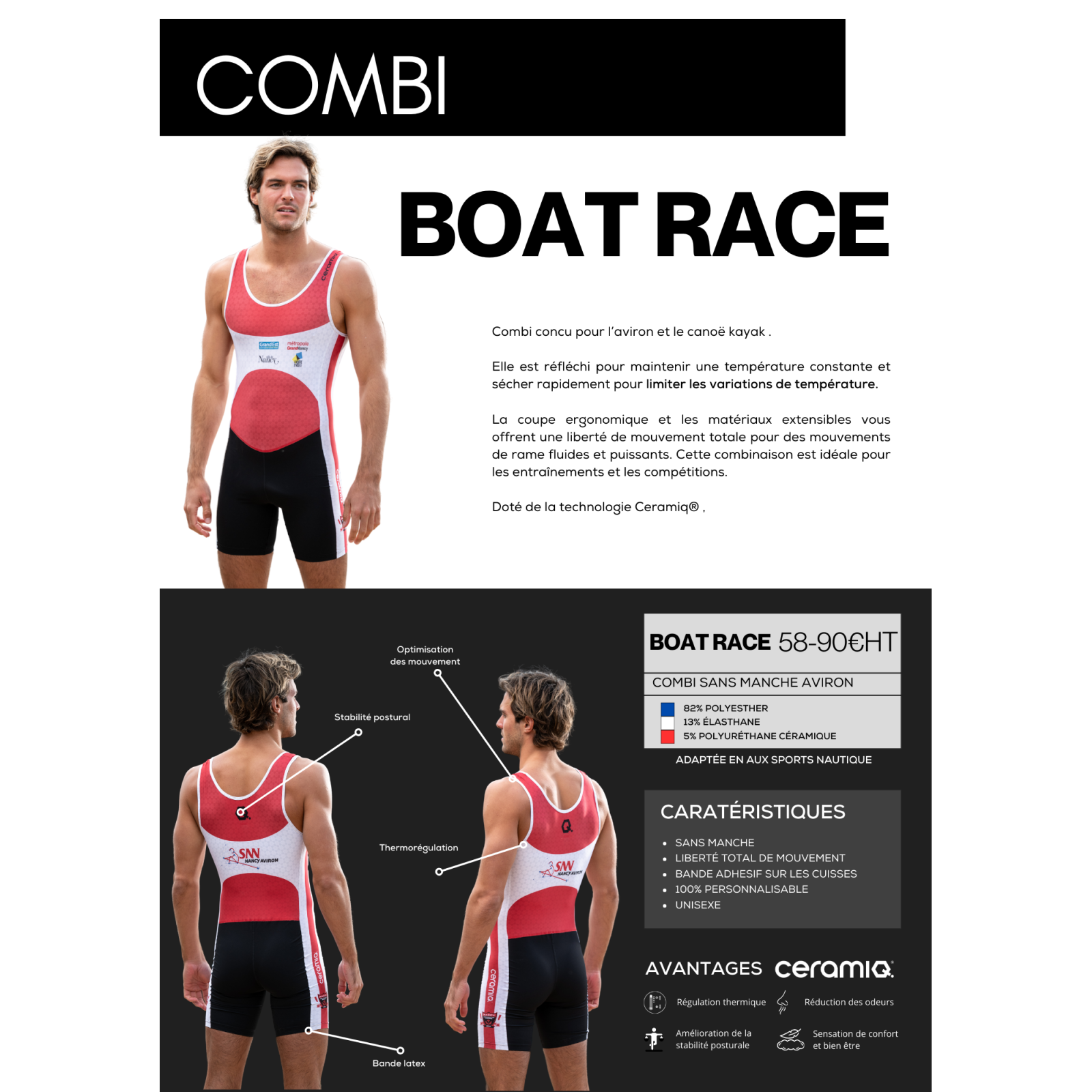 Combi aviron & canoë kayak | Ceramiq® premium personnalisée
