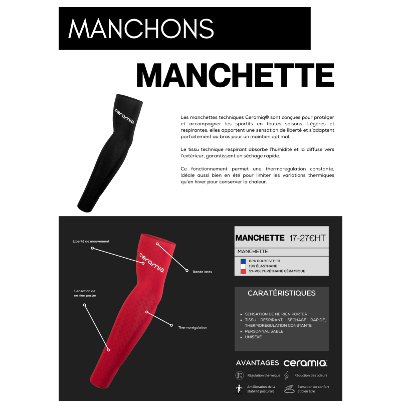 Manchettes sport clubs | Ceramiq® premium thermorégulant