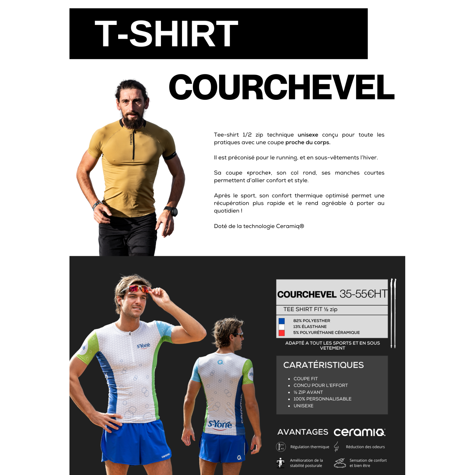 Unisex 1/2 Zip T-Shirt personalisiert für Clubs | Premium & Thermoregulierung