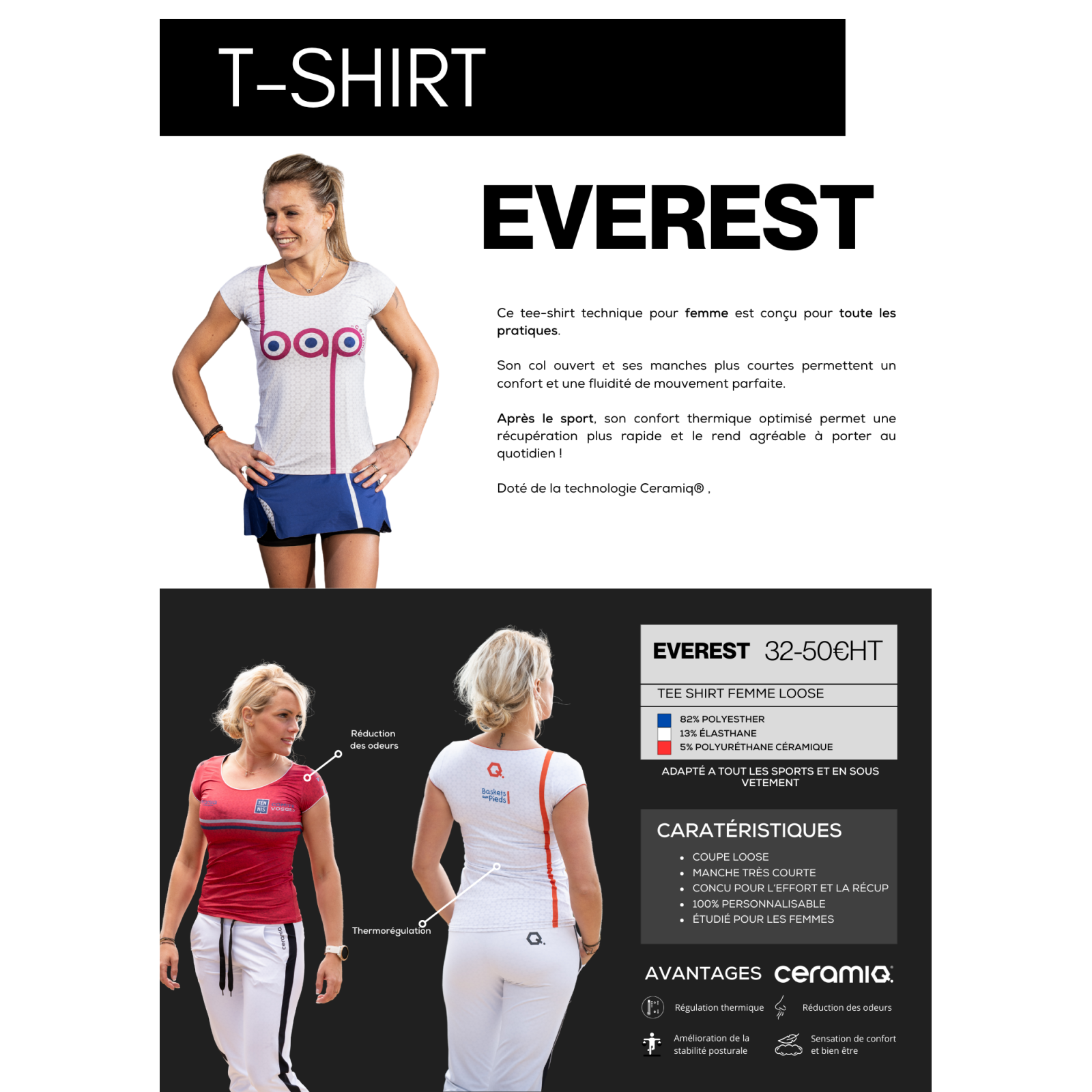 Women's personalized club T-shirt | Premium sport & thermoregulation