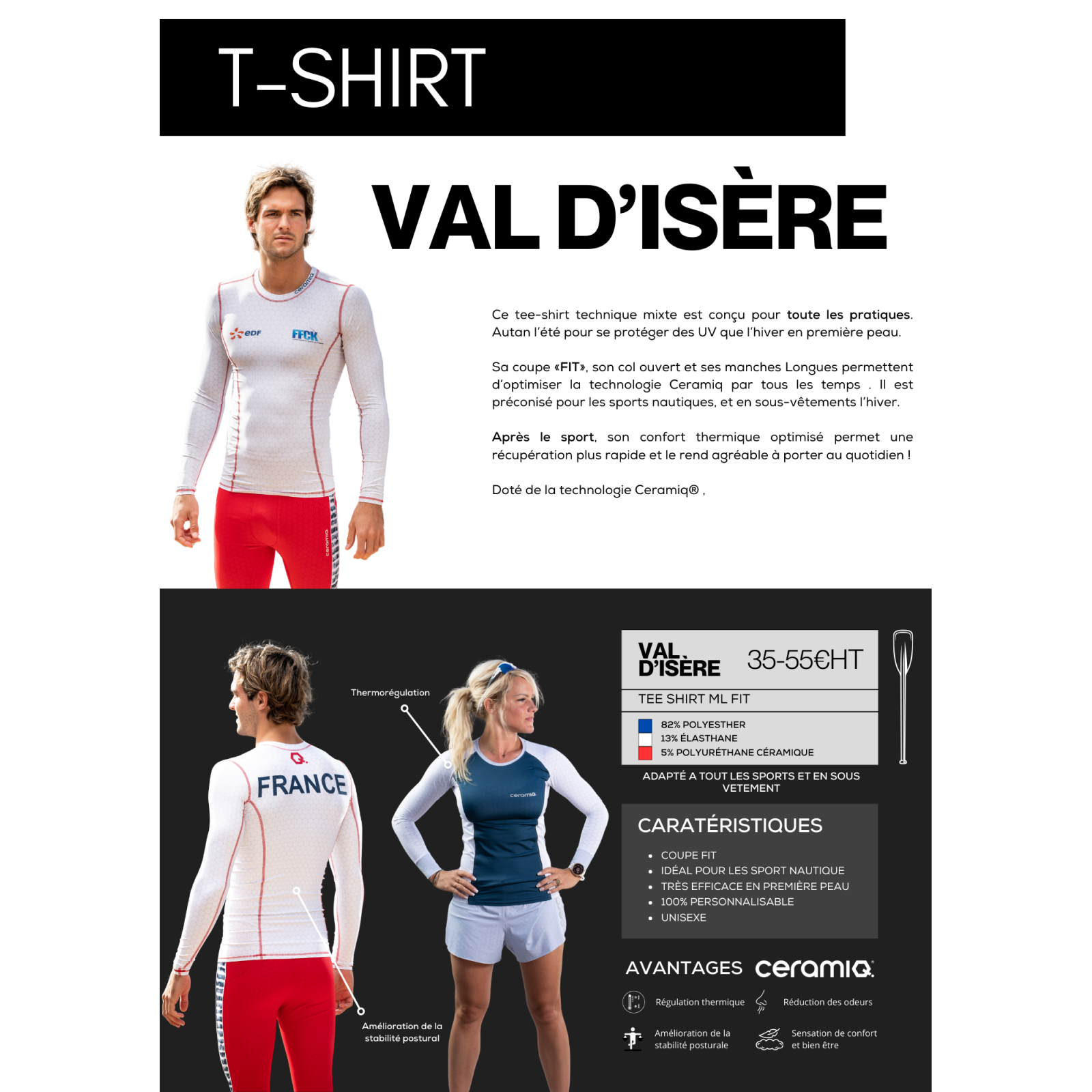 T-shirt sport personnalisé clubs & pros | Ceramiq® thermorégulant premium