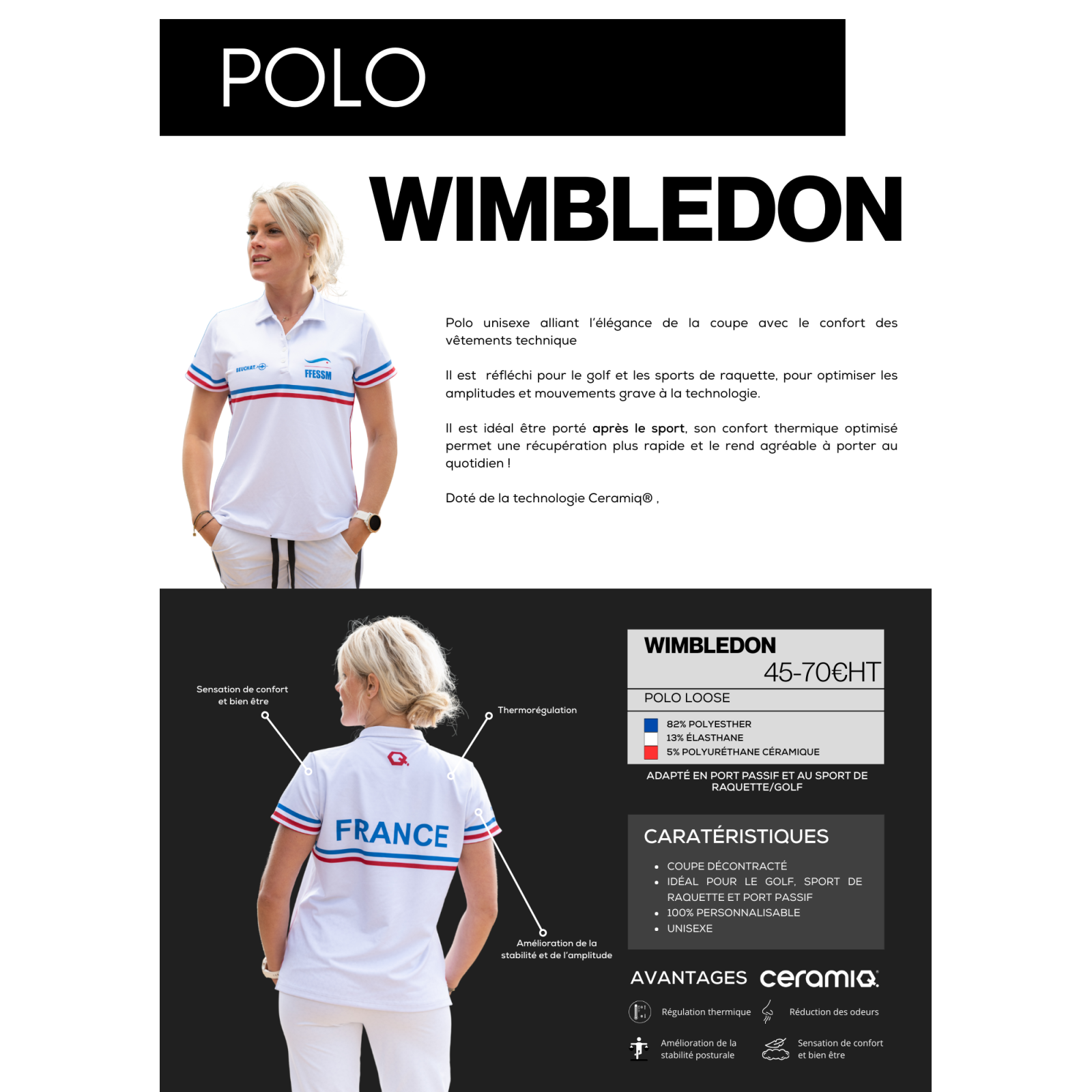Personalized sport polo | Premium thermoregulating Ceramiq®