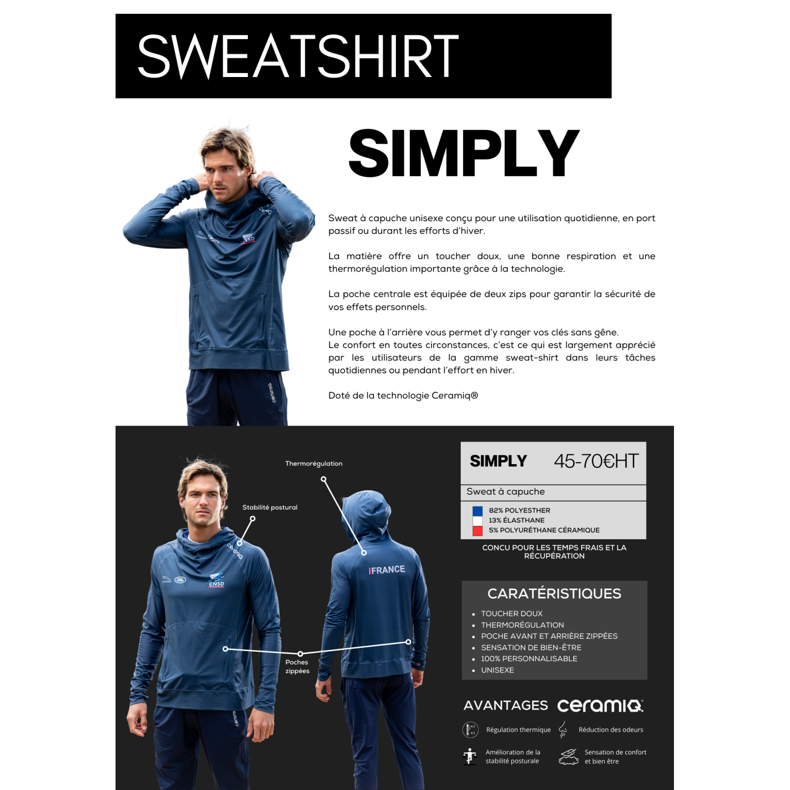 Sweat à capuche personnalisé | Ceramiq® premium thermorégulant