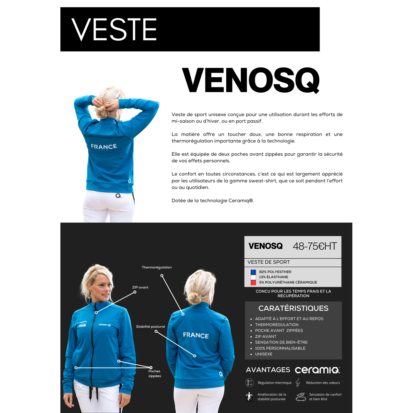 Veste de sport personnalisée | Ceramiq® premium thermorégulant