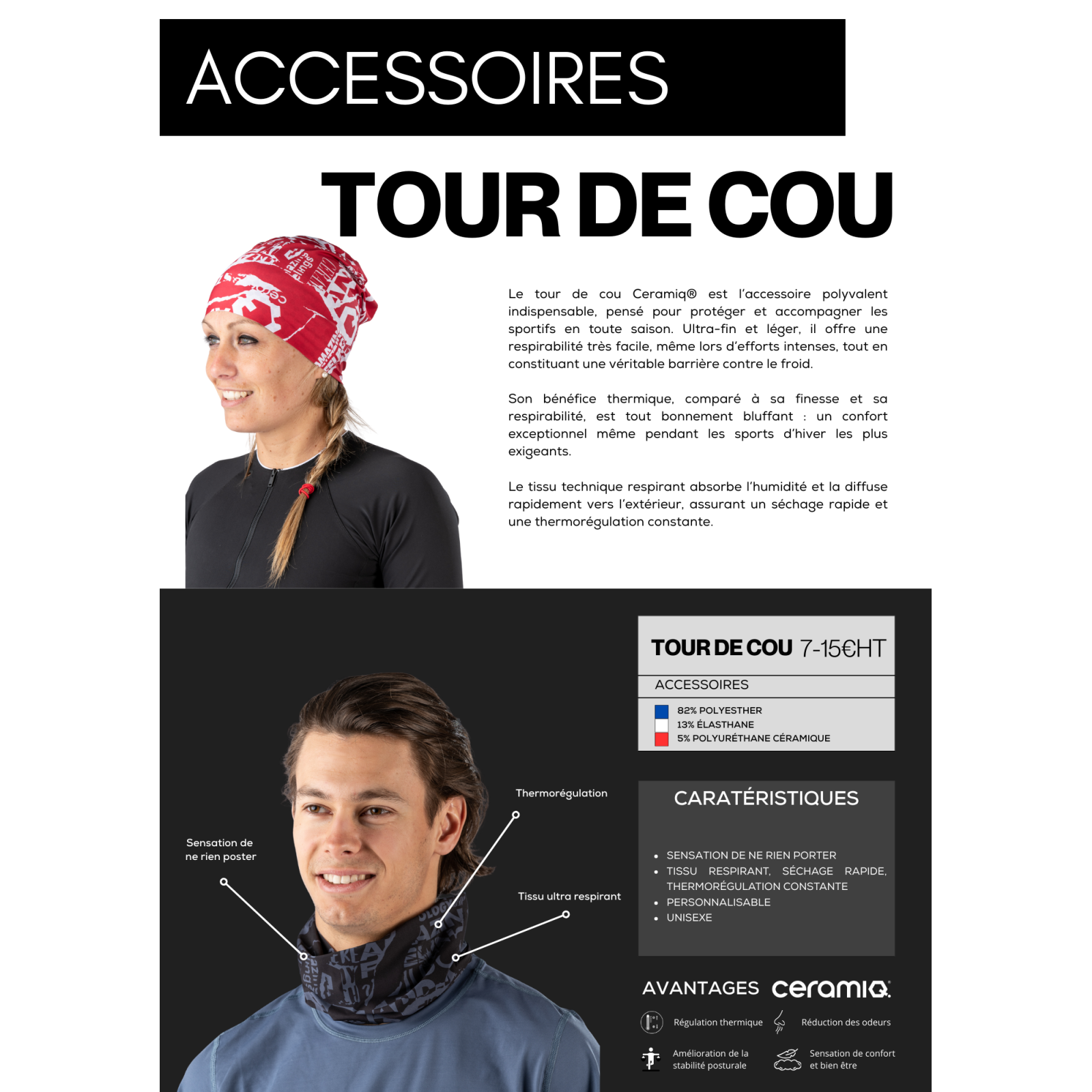 Winter sport neck warmer | Ceramiq® premium thermoregulating
