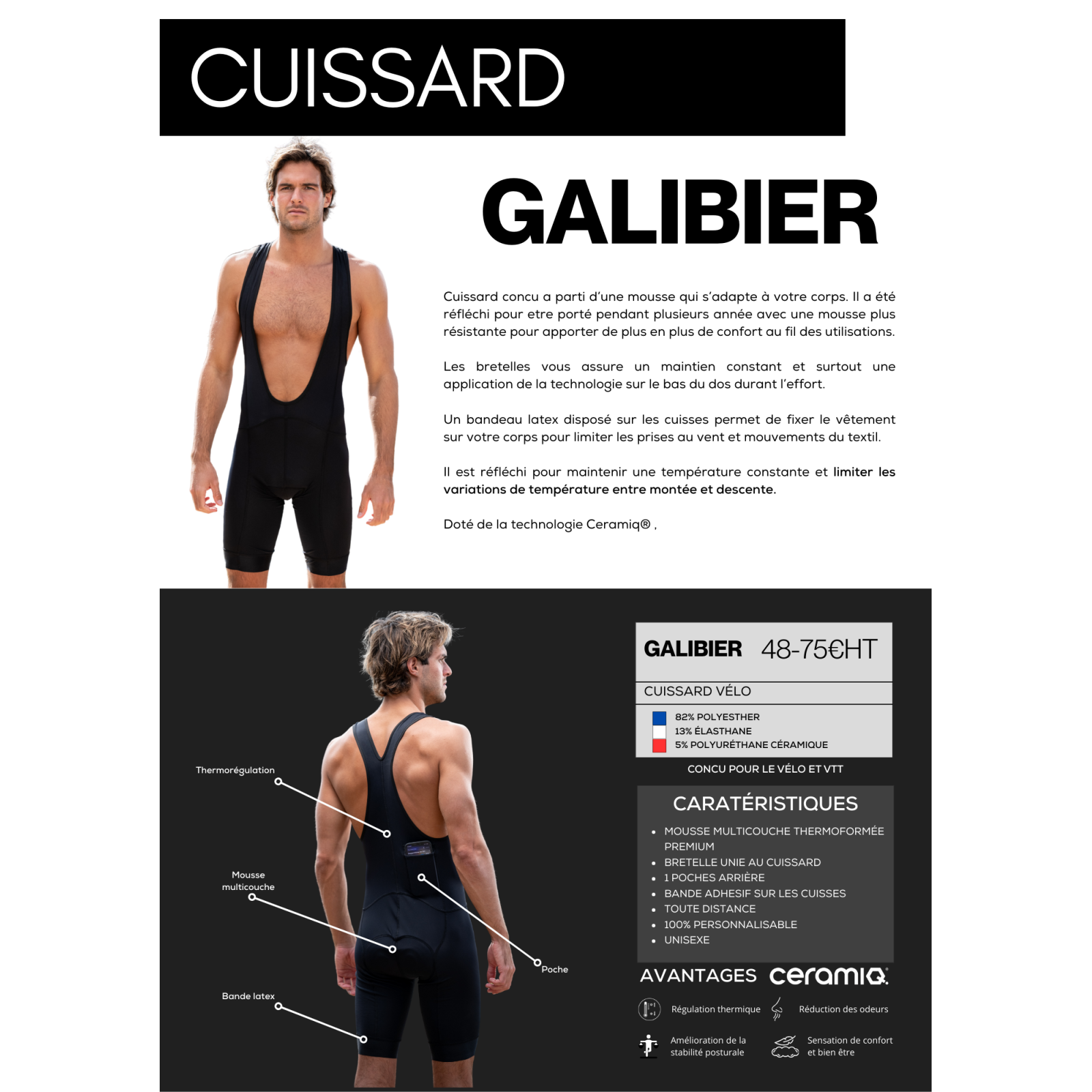 Cuissard vélo CLUBS/PRO | Ceramiq® premium thermorégulant